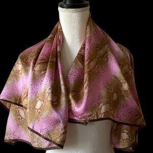 Scarf 100% Silk Pink and Gold 36 x 36